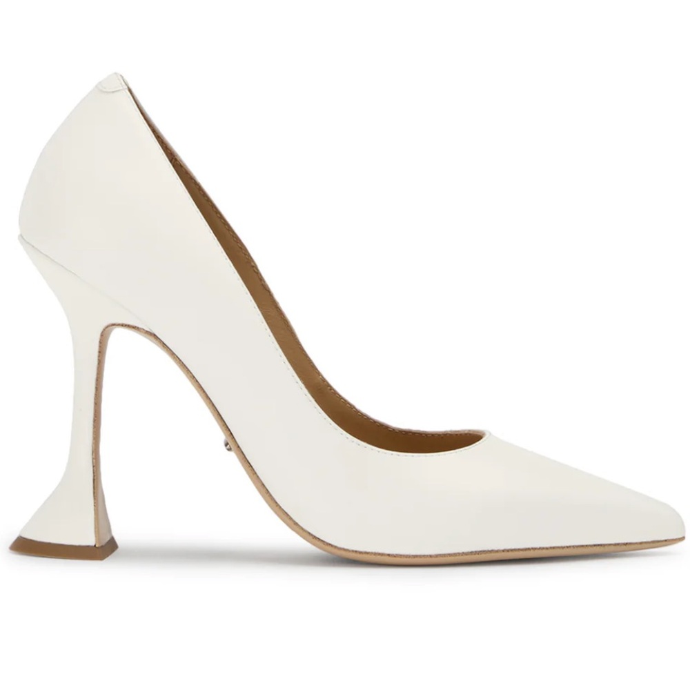 Tony Bianco Ivory Pointed Toe Sculpted Flare Heel Pumps